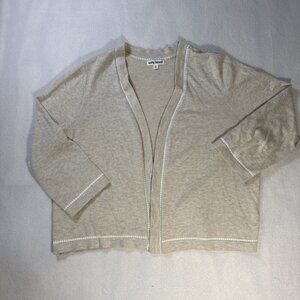 Kathy Ireland Beige 3/4 Sleeve Open Front Cardigan Sweater Size XL